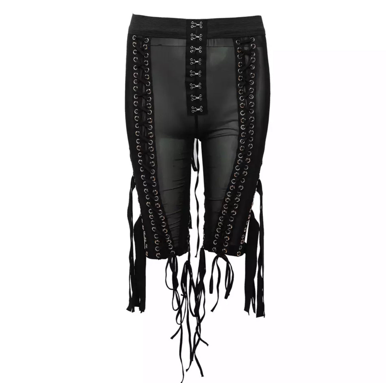 Mesh lace up sale biker shorts